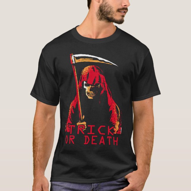 Trick or Dead  The Grim reaper Game  retro pixel s T-Shirt (Front)