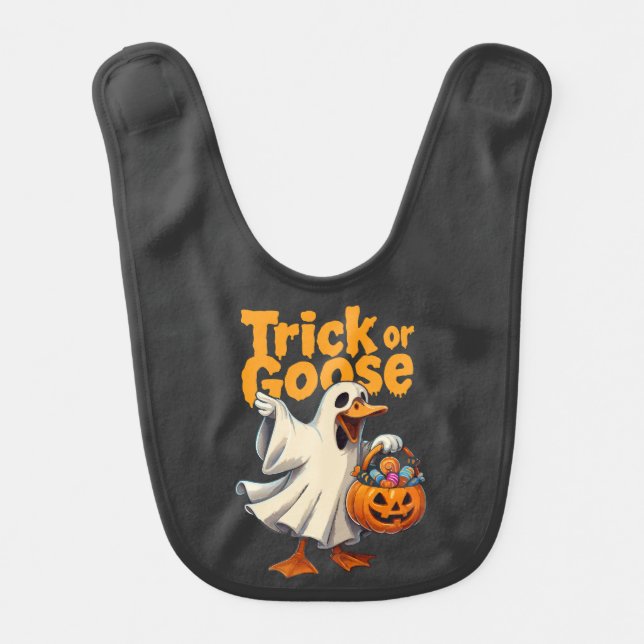 Trick or Goose Halloween Goose Baby Bib (Front)