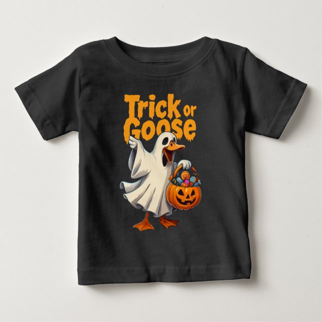 Trick or Goose Halloween Goose Baby T-Shirt (Front)
