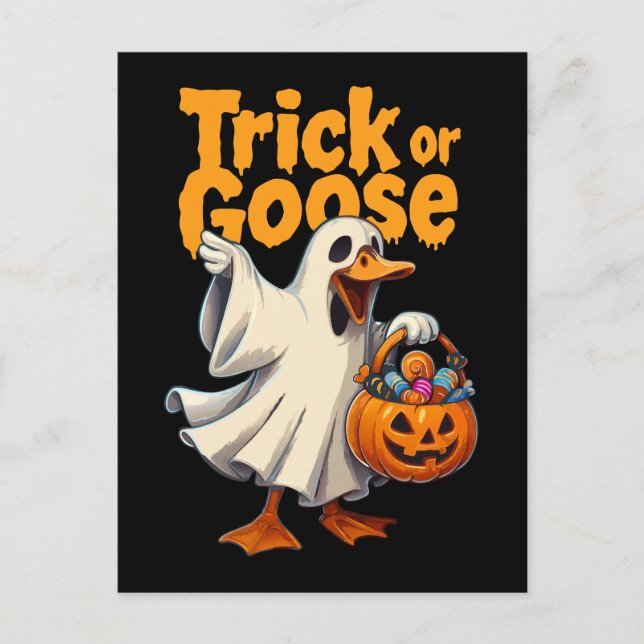 Trick or Goose Halloween Goose Postcard (Front)