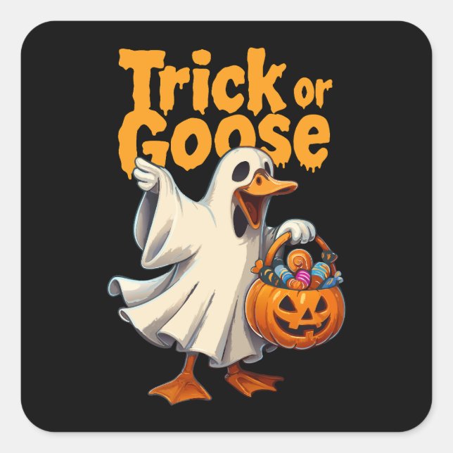 Trick or Goose Halloween Goose Square Sticker (Front)