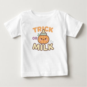 Trick or Milk Baby Pumpkin Bottle Design T-Shirt