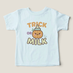 Trick or Milk Baby Pumpkin Bottle Design Toddler T-shirt