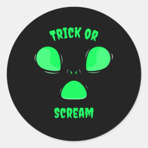 Trick or Scream Funny design Halloween Alien Classic Round Sticker