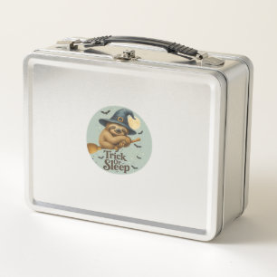 Trick or Sleep � Cute Witch Sloth Halloween Pun Ar Metal Lunch Box