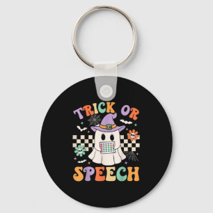 Trick Or Speech Halloween Slp Retro Speech Therapy Keychain