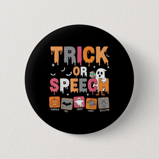 Trick Or Speech Halloween Slp Speech Language Path Button (Front)
