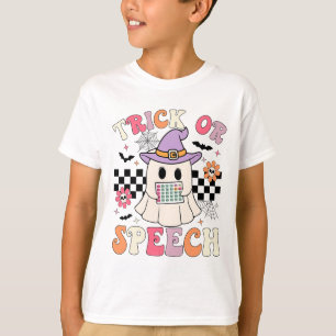 Trick Or Speech Retro Slp Halloween Speech Therapy T-Shirt