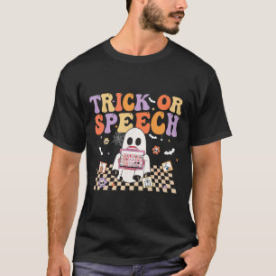 Trick Or Speech Retro Slp Halloween Speech Therapy T-Shirt