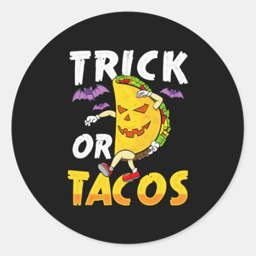 Trick Or Tacos Funny Pumpkin Halloween Classic Round Sticker