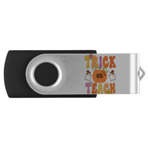 Trick Or Teach Funny Teacher Halloween Pumpkin Gho Flash Drive