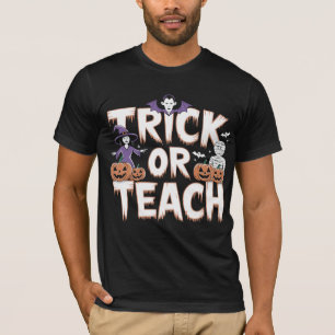 Trick Or Teach Groovy Teacher Halloween Retro T-Shirt
