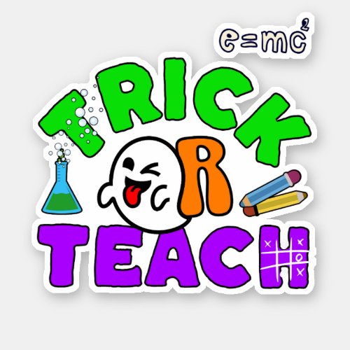 Trick or Teach Halloween Ghost Vinyl Sticker