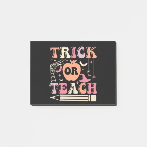 trick or teach halloween t shirt design post_it notes
