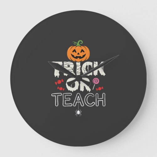 Trick or Teach Halloween Teacher Design (2)_1 Large Clock