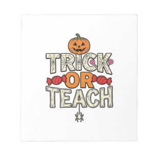Trick Or Teach Halloween Teacher Vintage Vector De Notepad