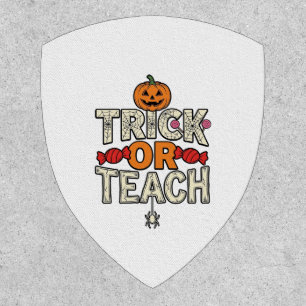 Trick Or Teach Halloween Teacher Vintage Vector De Patch