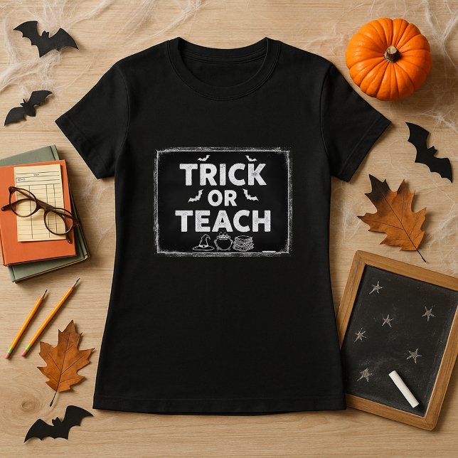 Trick Or Teach Kindergarten Teacher Halloween T-Shirt (Creator Uploaded)