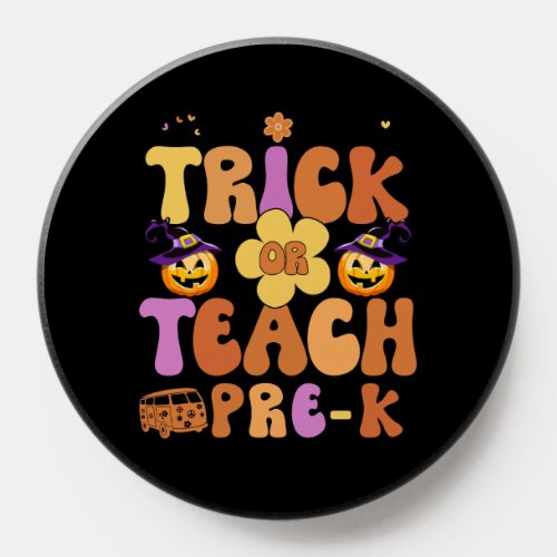 Trick Or Teach Retro Halloween Teacher PopSocket