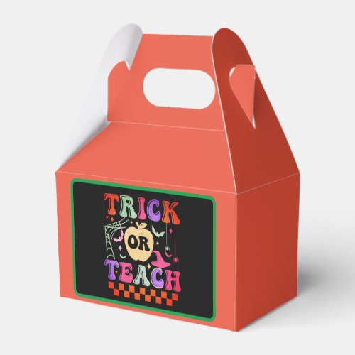 Trick Or Teach Teacher Groovy Retro Halloween Favor Boxes