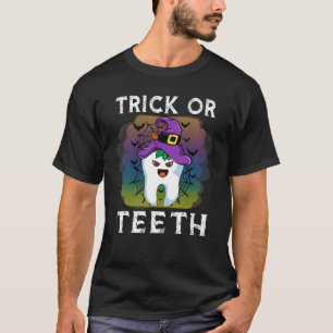 Trick Or Teeth Funny Dentist Halloween Dental Squa T-Shirt