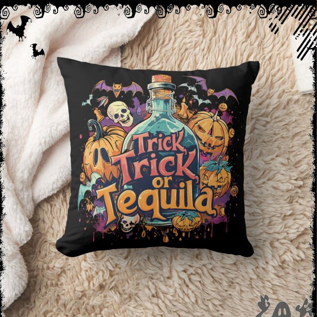 Trick or Tequila | ExDesigner | Halloween Throw Pillow (Creator Uploaded)