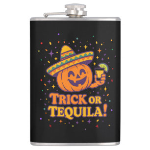 Trick or Tequila – Funny Halloween Pumpkin Party F Flask