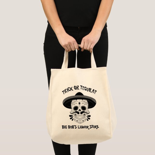 Trick or Tequila Sugar Skull Halloween Promo Tote Bag (Front (Product))