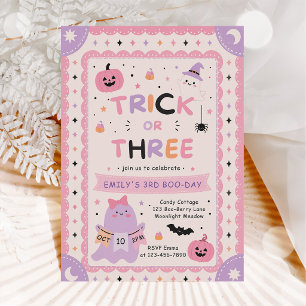 Trick or Three 3rd Birthday Halloween Invitation