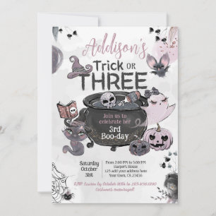 Trick or Three 3rd Birthday Halloween Invitation