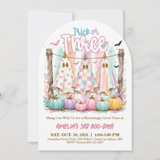 Trick or Three 3RD Birthday Halloween Party Invite