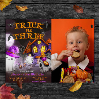 Trick or Three - Spooky 3rd Birthday Invitation 