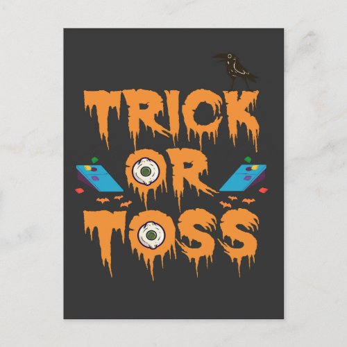 Trick or Toss Funny Spooky Halloween Cornhole Gift Postcard
