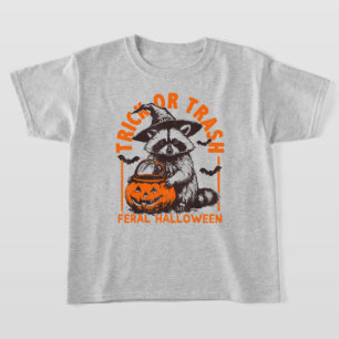 Trick or Trash Funny Raccoon Halloween Vintage T-Shirt