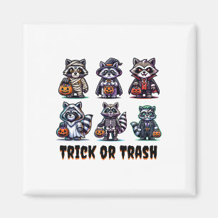 Trick Or Trash Halloween Funny Raccoon Autumn Fall Magnet
