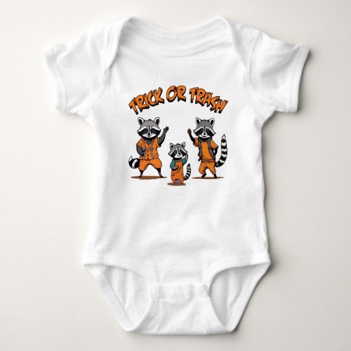 Trick or Trash _ Raccoon Cute Family Halloween Baby Bodysuit