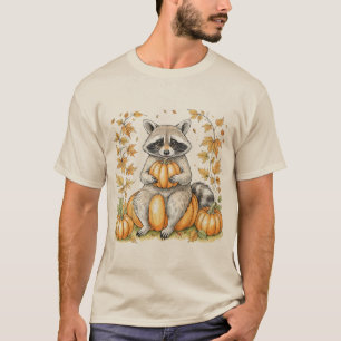 Trick or Trashy Raccoon Halloween Pumpkin Trendy T-Shirt