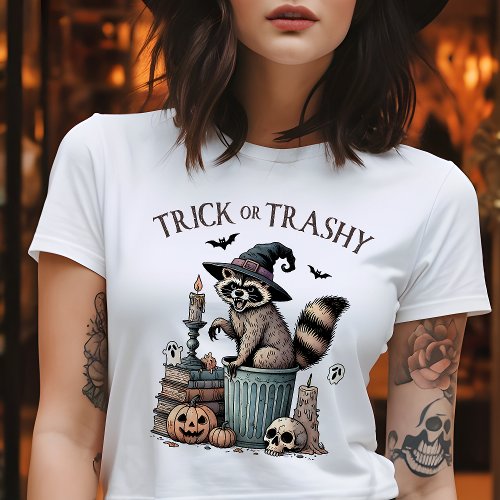 Trick or Trashy Vintage Raccoon Halloween T_Shirt