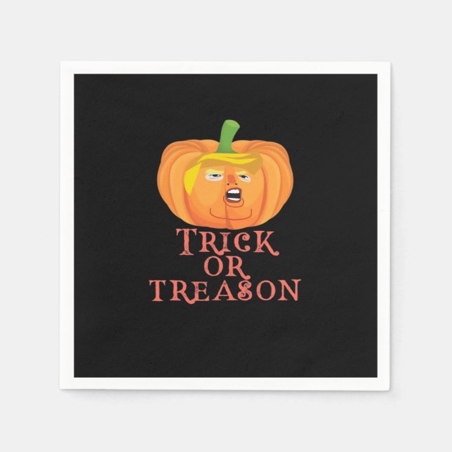 Trick Or Treason Halloween Impeach Trumpkin Design Napkins (Front)
