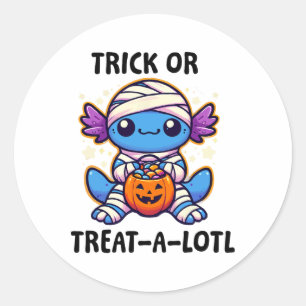 Trick Or Treat A Lotl Axolotl Mummy Halloween Todd Classic Round Sticker