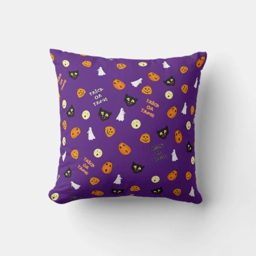 Trick or Treat All Over Pattern Throw Pillow