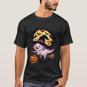 Trick or Treat Axolotl Witch Halloween Pumpkin Can T-Shirt