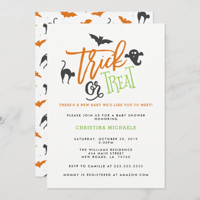Trick or Treat Baby Shower Invitations (Front/Back)