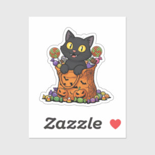 Trick or Treat Bag Cat – Cute Spooky Halloween Sticker