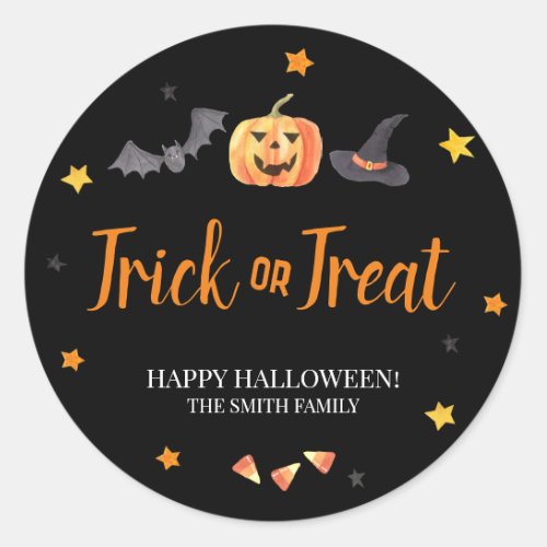 Trick or Treat Bag Halloween Party Favor Classic Round Sticker