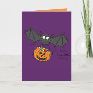 Trick or Treat Bat - Funny Halloween Greeting Card