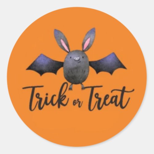 Trick Or Treat Bat Halloween Classic Round Sticker
