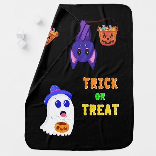 Trick Or Treat Bats Candy 31 UK October Halloween Baby Blanket