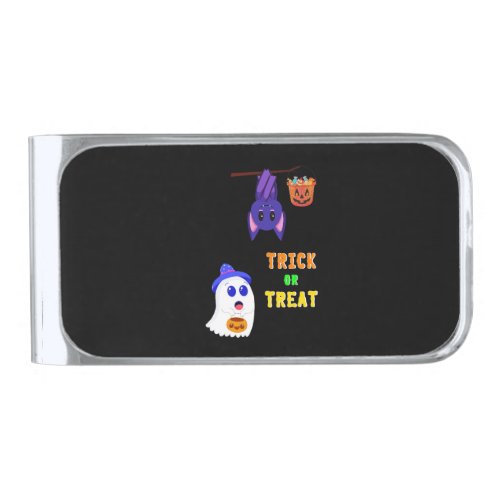 Trick Or Treat Bats Candy 31 UK October Halloween Silver Finish Money Clip