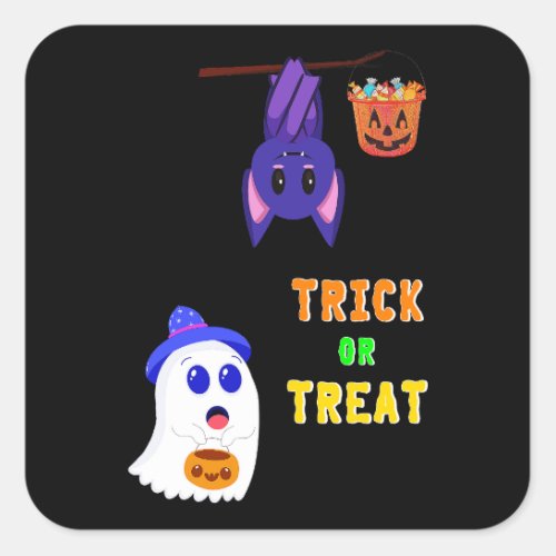 Trick Or Treat Bats Candy 31 UK October Halloween Square Sticker